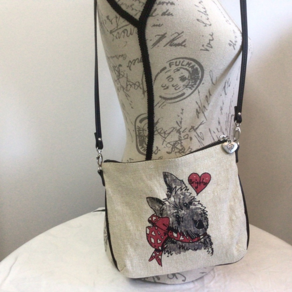 💐2/$25💐 Brighton Scottie “Exercise, I'd Rather Accessorize" Canvas Crossbody Bag - Picture 3 of 7